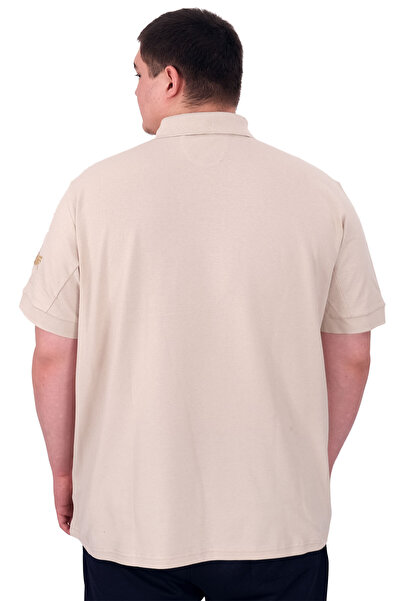 ModeXL Ανδρικό μπλουζάκι Mode XL Plus Size με λαιμόκοψη πόλο U25306 Μπεζ