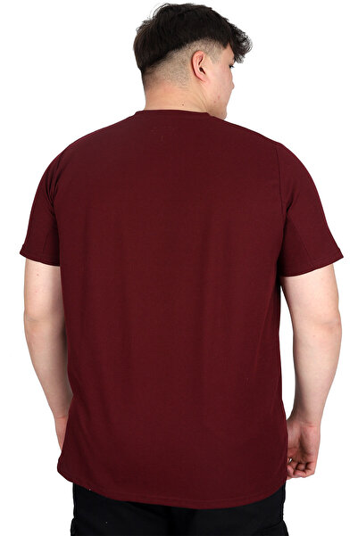 ModeXL Ανδρικό μπλουζάκι με στάμπα μεγάλου μεγέθους Mode XL LOS ANGELES WAFFLE U25001 Plum