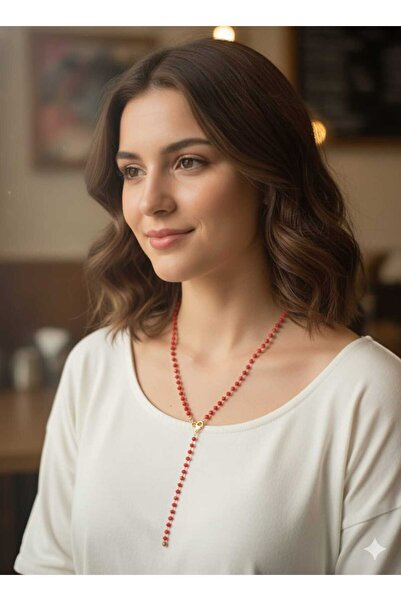 Ralp Moda قلادة حمراء 60 سم