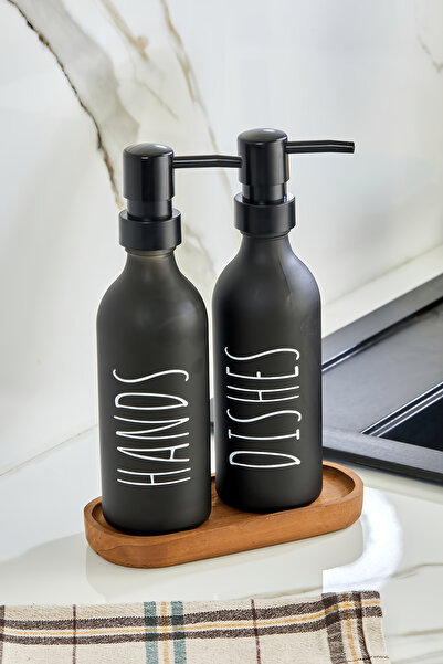 Akkoyunlu home Set de 2 dozatoare de sapun lichid si dozator de sampon cu sup...