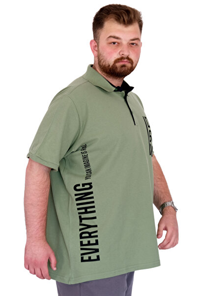 ModeXL Fashion XL Large Size Men's T-Shirt Polo Neck Real U25309 Çağla