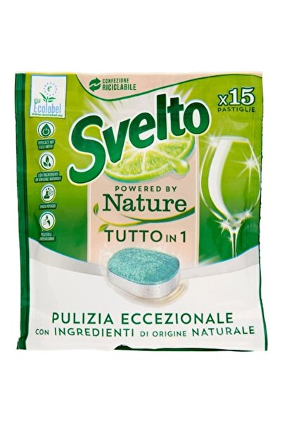 SVELTO Detergent pentru mașina de spălat vase, Powered by Nature, 15 tablete