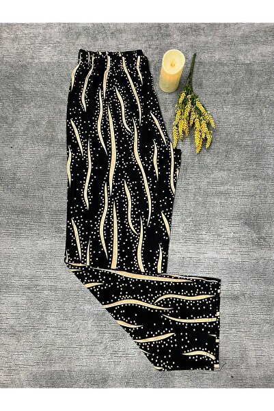 Butik Kadın Siyah Desenli Pijama Altı