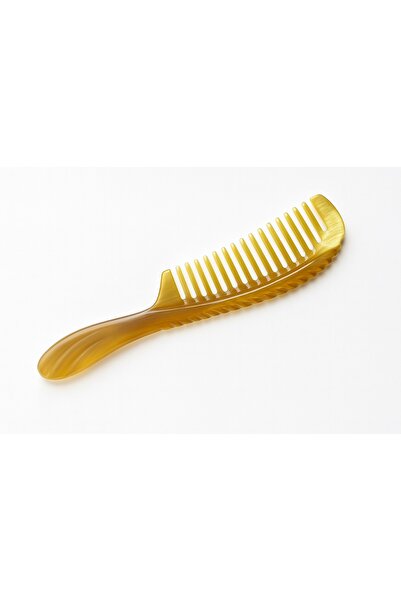 Sorendy Doğal Sığır Boynuzu Kemik Tarak Seyrek Dişli İnce Gövde Saplı Boynuz Tarağı KT-146 - 19 cm
