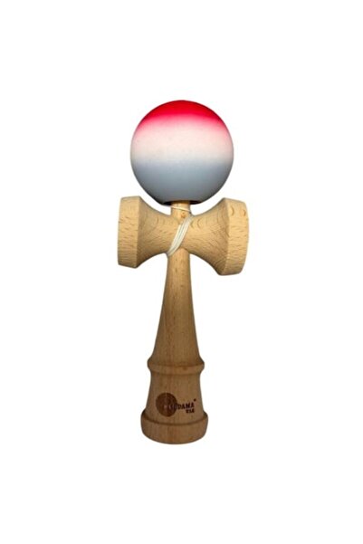 Kendama Set japonez profesional din lemn cu inscripție, tricolor (alb-roșu-gri)
