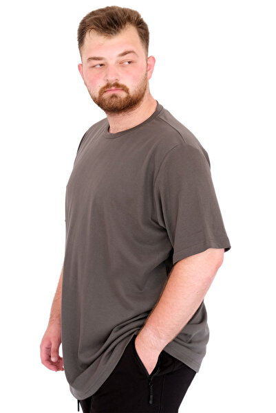 ModeXL Ανδρικό μπλουζάκι μεγάλου μεγέθους Mode XL με λαιμόκοψη U25035 Χακί