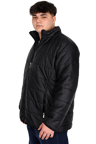 ModeXL Fashion XL Large Size Men's Stand Collar Quilted Coat U24614 Black