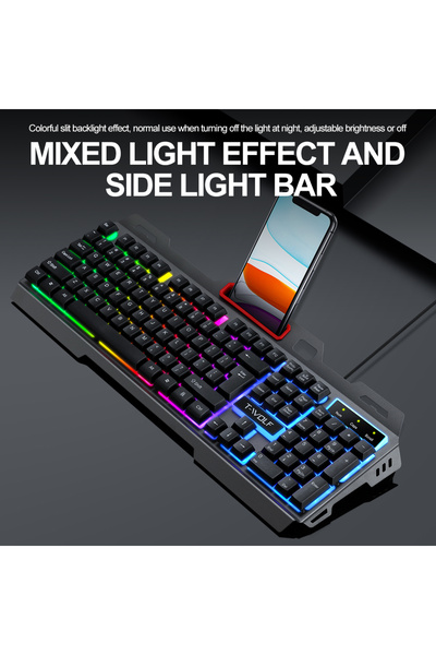 Generic T-WOLF T16 Mechanical Feeling USB Wired LED Backlight Keyboard with Aluminium