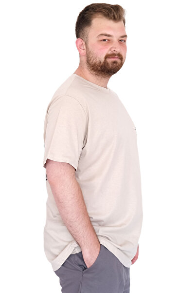 ModeXL Ανδρικό μπλουζάκι μεγάλου μεγέθους Mode XL με λαιμόκοψη Compaes U25021 Μπεζ