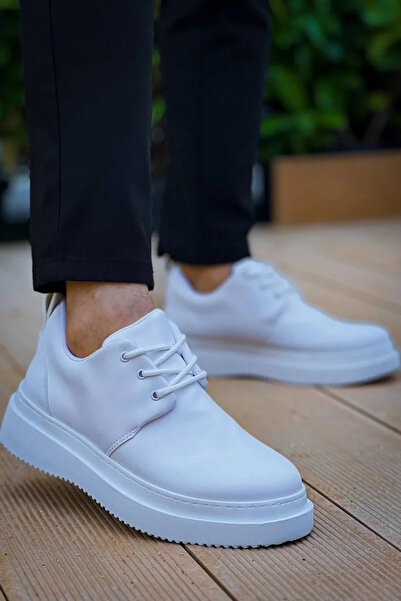 GökTR Kb-X3 Kuback White Skin Lace-Up Casual Men's Shoes