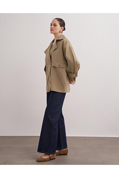 LADY GLANCE Olive Oversize Kesim Trençkot