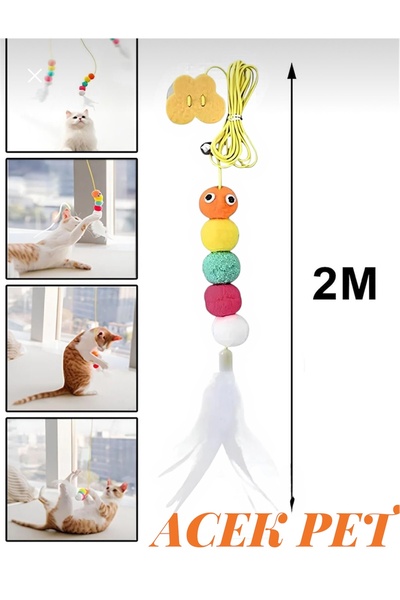 A.C.E.K PLASTİK Cat Fishing Rod Sticky Suction Cup Cat Toy