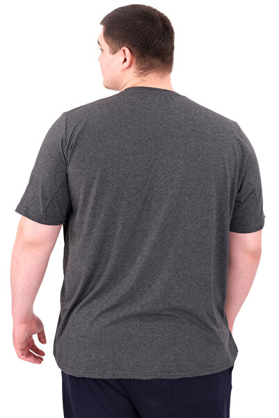 ModeXL Mode XL Large Size Men's Printed T-Shirt Palm Dream U25026 Anthracite