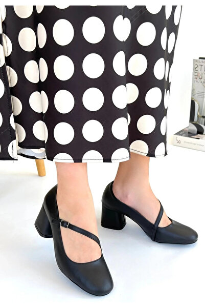 GökTR Kier Black Leather Heeled Shoes