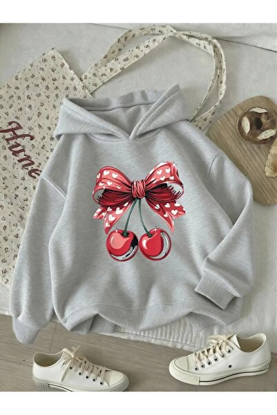 H&GHAMLEGİYİM Imprimeu cu cireșe și funde - Top cu mânecă lungă, croială norm...