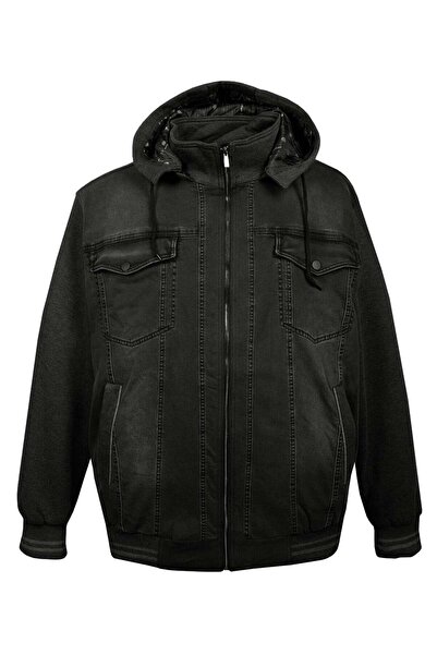 tambattal Plus Size Patchwork 3 Thread Hooded Denim Coat (Loose Comfortable Fit)