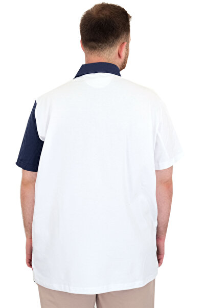 ModeXL Mode XL Large Size Men's T-Shirt Polo Neck Piecewise 25313 White