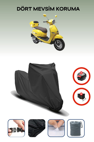 Breen Black Kuba Bluebird Compatible Motorcycle Cover, Protective Cover