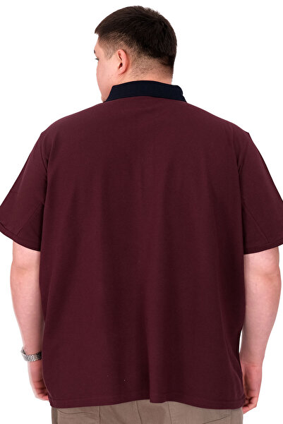 ModeXL Fashion XL Large Size Men's T-Shirt Polo Neck Real U25309 Plum