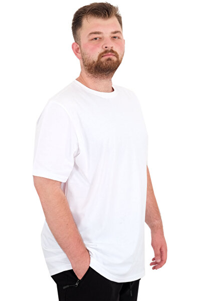 ModeXL Fashion XL Large Size Men's T-Shirt Crew Neck Basic U25162 White