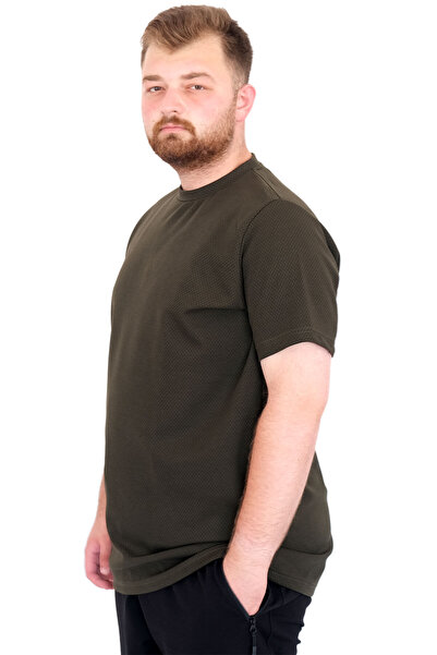 ModeXL Ανδρικό μπλουζάκι Mode XL Plus Size Crew Neck Dore U25034 Χακί