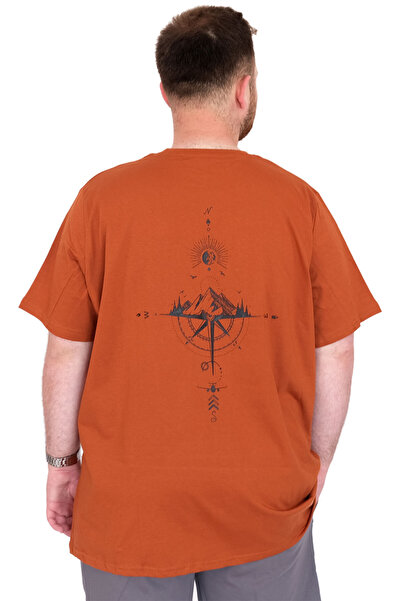 ModeXL Ανδρικό μπλουζάκι μεγάλου μεγέθους Mode XL με λαιμόκοψη Chneyrmd U25020 Cinnamon