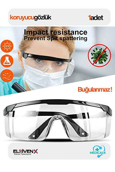 Medicalx İş Güvenlik Güvenliği Göz Koruyucu Şeffaf Gözlük Laboratuvar - Taşla...
