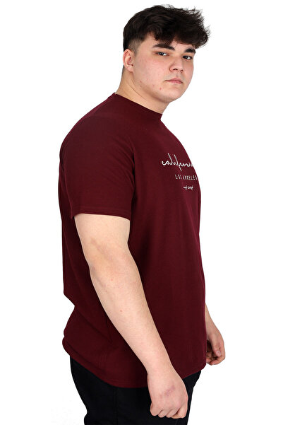 ModeXL Ανδρικό μπλουζάκι με στάμπα μεγάλου μεγέθους Mode XL LOS ANGELES WAFFLE U25001 Plum