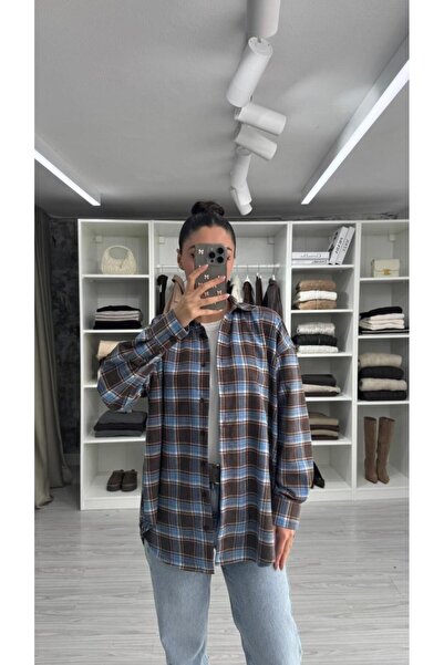 LUUNA STORE OVERSIZE EKOSELİ ODUNCU GÖMLEK- MAVİ