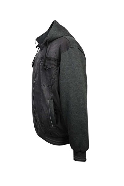 tambattal Plus Size Patchwork 3 Thread Hooded Denim Coat (Loose Comfortable Fit)