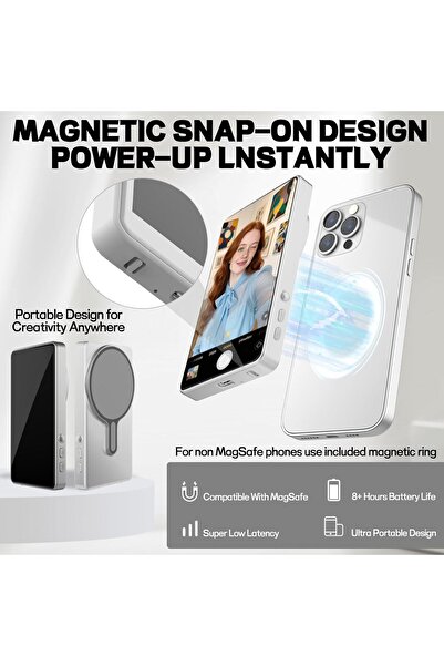 Generic Selfie Monitor Screen for iPhone & Android — Magnetic Vlog Monitor 4K 60fps with Bluetooth Remote
