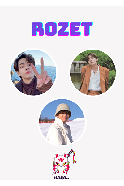 Hara Company BTS Kpop Kim Taehyung V Rozet 3’lü Rozet