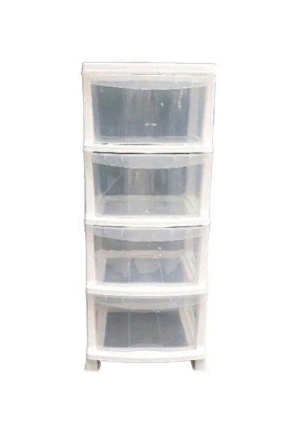 Generic Home Ease 4-Drawer Transparent Plastic Storage Unit with White Frame – Ideal for Clothing, Baby It