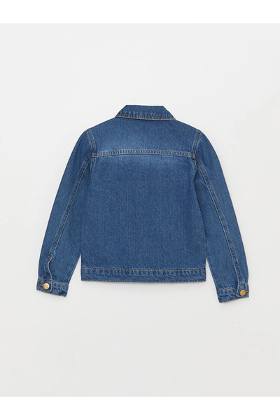 LC Waikiki LCW Kids Indigo Gömlek Yaka Kız Çocuk Jean Ceket