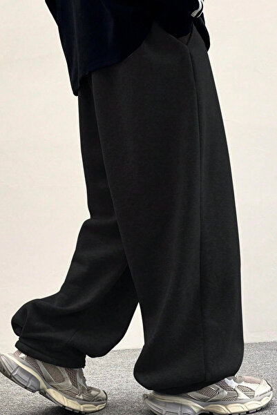 BSBSPOR Kışlık Bol Baggy Eşofman Altı Lastikli Paça Ayarlanabilir Unisex Erkek Kadın Gri Siyah Antrasit