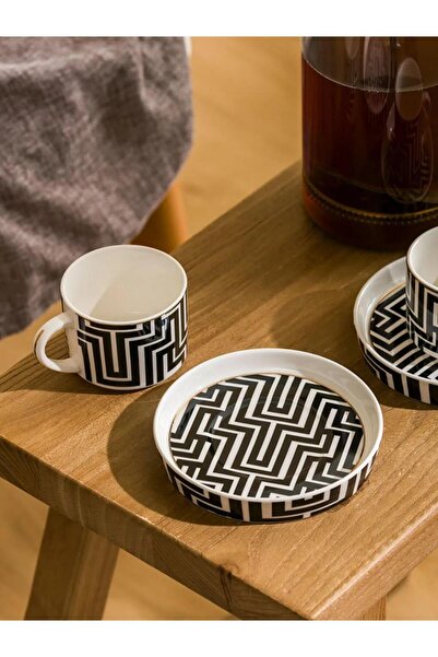 LC Waikiki Geometric Patterned Porcelain Coffee Cup Set for 2 People 90 ml (W5)