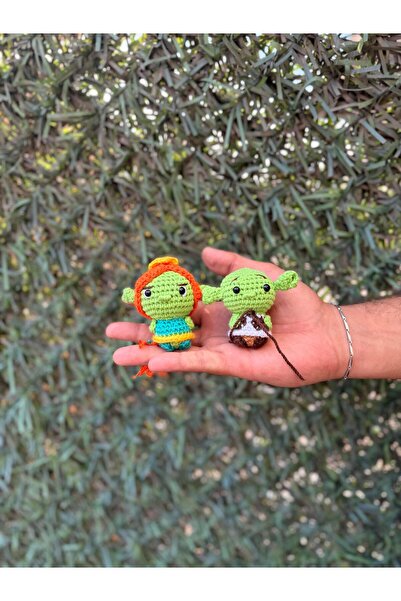 SLECrochet El Yapımı Shrek ve Fiona Amigurumi Oyuncak – 8-9 cm Karakter Figür