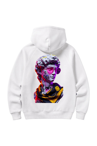 VANTINA سويت شيرت بقلنسوة مطبوع عليه جرافيتي ديفيد