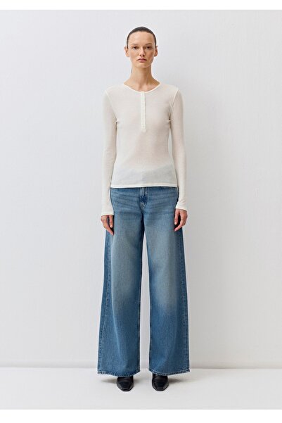 Mavi Wool Blend Button Detail Long Sleeve T-Shirt