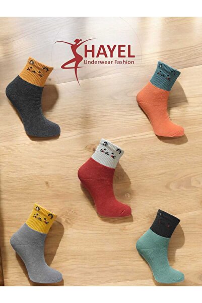 HAYEL 5 чифта цветни, сладки чорапи с котешки мотиви, унисекс, за момичета и момчета, детски, зимни, термо, тенис
