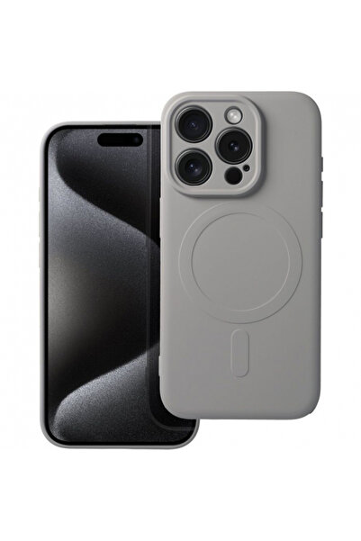 OEM Husa MagSafe pentru Apple iPhone 15 Pro Max, OEM, Silicone Mag, Gri