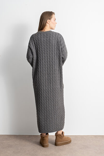 Shophia Kadın Triko Saç Örgü Uzun Elbise