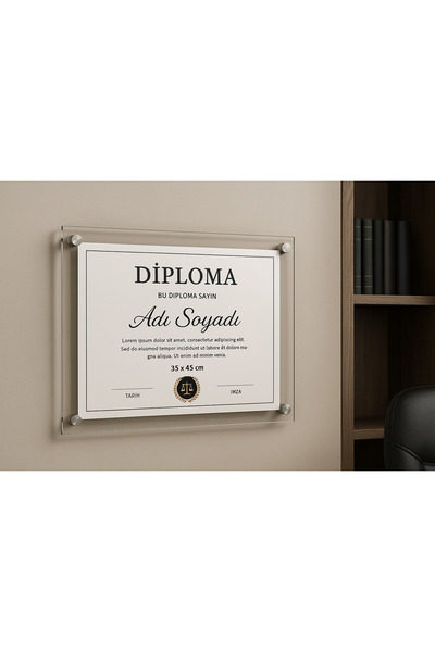 PİNA COMPANY 35X45 Pleksi Duvar Sertifika Çerçevesi – Şeffaf, Vidalı, Diploma...
