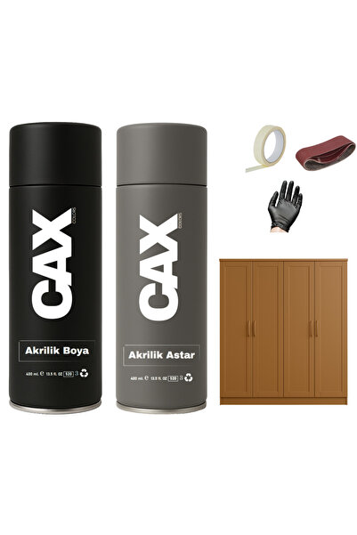 caxcolors AHŞAP&LAKE DOLAP BOYASI ÖZEL YAPIM AKRİLİK SPREY BOYA 400 ML + ÇİZİ...