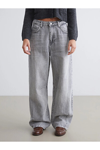LC Waikiki XSIDE Gri Baggy Fit Kadın Jean Pantolon
