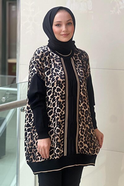 Ghisa Patterned Satin Tunic with Knitwear Detail