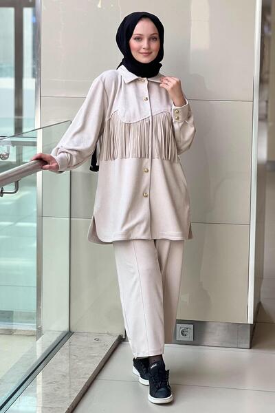 Ghisa Nubuck Look Tassel Shirt Pants Set