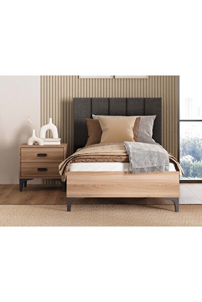 Storish Sardes Tek Kişilik Başlıklı Karyola Meşe 90x190