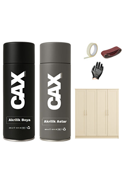 caxcolors AHŞAP&LAKE DOLAP BOYASI ÖZEL YAPIM AKRİLİK SPREY BOYA 400 ML + ÇİZİ...