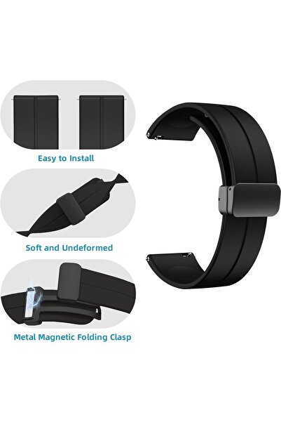 Generic 22mm Magnetic Folding Buckle Silicone Watch Band - Quick Release, Compatible with 22mm Lugs